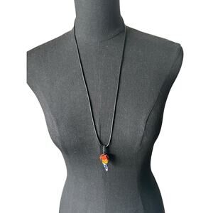 7 Chakra Natural Stone Point Pendant - Adjustable Cord Necklace 15” Drop Length